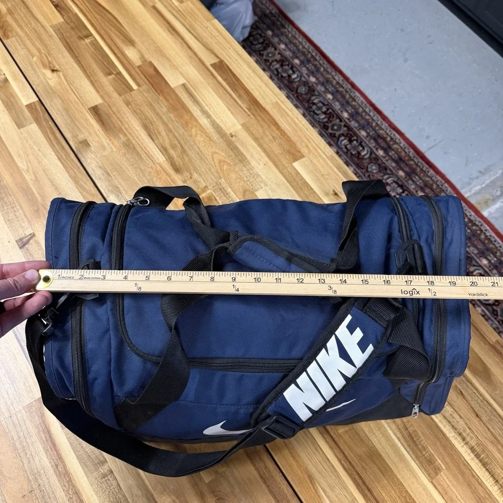 NIKE Blue Duffel Bag with Swoosh Logo Gym Travel Sports Long Strap